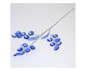 Sehlbach Jewelled Bead & Leaf Branch Stem - Blue Crystals Gems on Silver Wire for Floral Arrangements Decoration Weddings