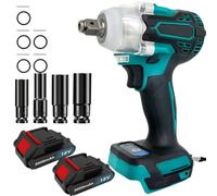 SEHMTSRF Cordless Impact Wrench, 320N.m 1/2Inch Brushless Impact Gun with 2Pcs 3.0Ah Batteries 1hour Charger Times & 4X Impact Sockets, Power Impact Driver for Car Tire DIY Craft