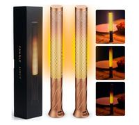 SEHNLICH Mini Fireplace - LED Cordless Rechargeable Flameless Candle with 2 Modes, Dimmable Desk, Table, Nightstand, Outdoor, Restaurant Light with 2600mAh Battery Rose Gold (Set of 2)