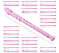 SEHOI 30 Pack 8 Hole Soprano Recorder Descent Flute, German Musical Recorders Instruments with Cleaning Rod, Pink Flutes for Beginners, Student Practice, School Concert
