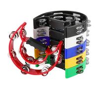 SEHOI 6 PCS 9 x 7.7 Inch Handheld Tambourine, 6 Colors Double Row Tambourine, Plastic Half Moon Hand Held Percussion Instrument for Music Performances, Rehearsals, Gatherings