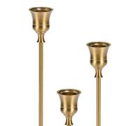SEHOI 6PCS Brass Gold Taper Candle Holders, Vintage Metal Candlestick Holders for Dining Table Centerpiece or Mantel Wedding Party Home Decor