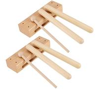 SEHOI Set of 2 Wood Block Musical Instrument with Mallet Solid Hardwood Rhythm Blocks for Creating Loud and Resonant Tone