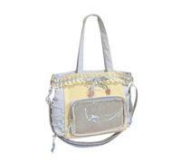 Sehuby Contrast Color Book Bag Backpack Ruffled Lace Detail Multiple Pockets Spacious Women and Girls Water Resistant Nylon Polyester
