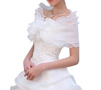 Sehuby Tulle Shawl,White Elegant Flower Multi Layer Tulle Shawl Wedding Wrap Bridal Short C