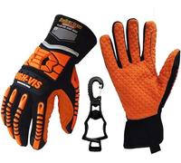 Seibertron HIGH-VIS SDXO2 Supergrip and GEL Filled Water Resistant Impact Protection Gloves L with 1 Black Glove Clip
