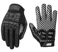 Seibertron Lineman 2.0 Padded Palm Football Receiver Full Finger Gloves, Flexible TPR Impact Protection Back of Hand Glove Youth Black L