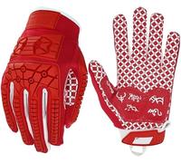 Seibertron Lineman 2.0 Padded Palm Football Receiver Gloves, Flexible TPR Impact Protection Back of Hand Glove Adult Sizes Red XXL