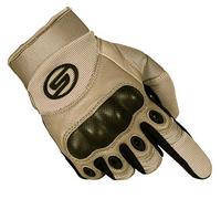 Seibertron Men's Hard Knuckle Sheep Skin Palm Carbon Fiber Motorcycle MTB Gloves Khaki Large