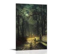 SEIBES A Moonlit Lane By John Atkinson Grimshaw Painter Artwork Art Canvas Painting Decor Wall Print Photo Home Modern Decoratives 08x12inch(20x30cm)