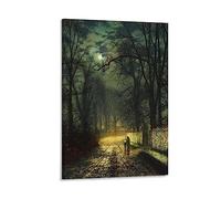 SEIBES A Moonlit Lane By John Atkinson Grimshaw Painter Artwork Art Print Wall Photo Paint Hanging Picture Family Bedroom Decor Gift 08x12inch(20x30cm)