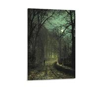 SEIBES A Yorkshire Lane in November 1873 By John Atkinson Grimshaw Painter Artwork Wall Art Painting Canvas Gift Living Room Prints Bedroom Decor Artworks 08x12inch(20x30cm)