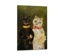 SEIBES Bride And Groom By Louis Wain Painter Artwork Canvas Wall Art Picture Prints Hanging Photo Gift Idea Decor Homes Artworks 08x12inch(20x30cm)