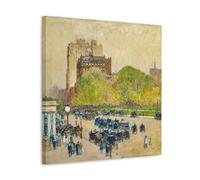 SEIBES Childe Hassam Spring Morning in The Heart of The City Poster Bright Clear Artworks Canvas Room Aesthetic Wall Art Prints Home Modern Decor Frame 28x28inch(70x70cm)