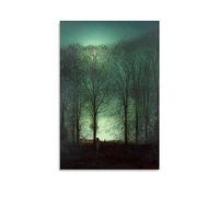 SEIBES Figure in The Moonlight By John Atkinson Grimshaw Painter Artwork Art Print Wall Photo Paint Hanging Picture Family Bedroom Decor Gift 20x30inch(50x75cm)