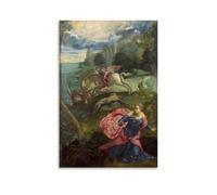 SEIBES Saint George And The Dragon By Jacopo Tintoretto Giclee Paper Reproduction Art Print Wall Photo Paint Hanging Picture Family Bedroom Decor Gift Unframe 16x24inch(40x60cm)