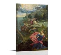 SEIBES Saint George And The Dragon By Jacopo Tintoretto Giclee Paper Reproduction Picture Print Canvas Wall Paint Arts Decor Modern Home Artworks Gift Idea Frame 12x18inch(30x45cm)
