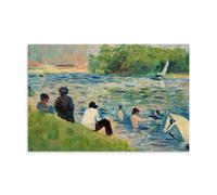 SEIBES Study for Bathers at Asnières By Georges Seurat Poster Art Print Wall Photo Paint Hanging Picture Family Bedroom Decor Gift Unframe 16x24inch(40x60cm)