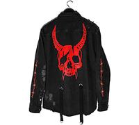 Seidarise Men's black denim jacket Jean Hip Hop Oversized Cropped Street wear Coat - - Large