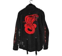 Seidarise Men's black denim jacket Jean Hip Hop Oversized Cropped Street wear Coat, Snake, XXL