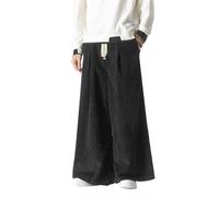 Seidarise Men's Corduroy Pants Straight Baggy Wide Leg Stretch Elastic Waist Drawstring Relaxed Fit Trousers Pant, O-black, X-Small