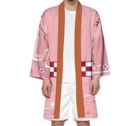 Seidarise Men's Demon Slayer Haori, Long Kimono Cardigan Jacket Japanese Style Flying Crane Seven Sleeves Open Front Coat - - XL