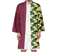 Seidarise Men's Demon Slayer Haori, Long Kimono Cardigan Jacket Japanese Style Flying Crane Seven Sleeves Open Front Coat, D-cube, L