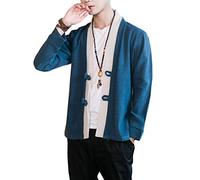 Seidarise Men's Haori Jacket Kimono Cardigan Noragi Japanese Yukata - grey - Large