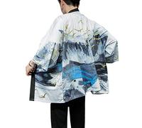 Seidarise Men's Haori Jacket Kimono Cardigan Yukata Noragi Happi Coat, 1-black6, M