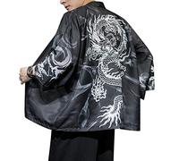 Seidarise Men's Haori Jacket Kimono Cardigan Yukata Noragi Happi Coat, Dg, M