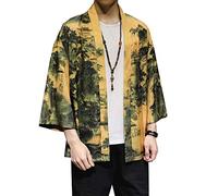 Seidarise Men's Haori Jacket Kimono Cardigan Yukata Noragi Happi Coat - - Large