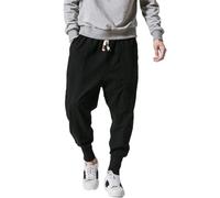 Seidarise Men's Joggers Sweatpants Harem Jogger Pant Long Sports Pants, Black, Medium