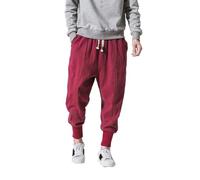 Seidarise Men's Joggers Sweatpants Harem Jogger Pant Long Sports Pants, Red, Large