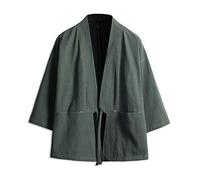 Seidarise Men's Kimono Traditional Japanese Clothing Male Cardigan Noragi Jacket Yukata Coat Haori, Green, XL