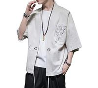 Seidarise Men's Kimono Traditional Japanese Clothing Male Cardigan Noragi Jacket Yukata Coat Haori - - Medium