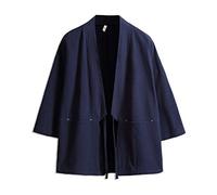 Seidarise Men's Kimono Traditional Japanese Clothing Male Cardigan Noragi Jacket Yukata Coat Haori, Navy, Large