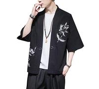 Seidarise Men's Kimono Traditional Japanese Clothing Male Cardigan Noragi Jacket Yukata Coat Haori - - X-Large