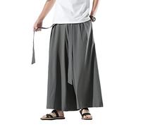 Seidarise Men's Wide Leg Casual Harem Linen Japanese Yoga Harem Pants Hip hop Joggers Baggy, 75grey, Large