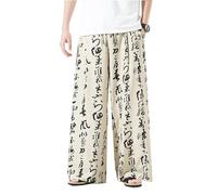 Seidarise Men's Wide Leg Casual Harem Linen Japanese Yoga Harem Pants Hip hop Joggers Baggy, 80white, Medium