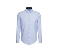 Seidensticker Men's Business Shirt - Shaped fit - Non-Iron - Kent Collar - Long Sleeve - 100% Cotton Blue