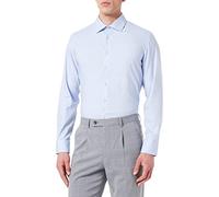 Seidensticker Men's Business Shirt - Slim fit - Non-Iron - Kent Collar - Long Sleeve - Patch - 100% Cotton Mittelblau