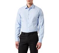Seidensticker Men's Business Shirt - Slim fit - Non-Iron - Kent Collar - Long Sleeve - Patch - Checked - 100% Cotton Hellblau