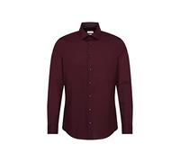 Seidensticker Men's Business Shirt Slim Fit Non-Iron Long Sleeve Structure Cotton Dress, DarkRed, 40