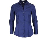 Seidensticker Women's Goblet Collar Blouse Long Sleeve Slim Fit Plain Non-iron Blouse, Blue (Dark Blue 18), 14