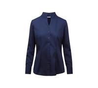 Seidensticker Women's Goblet Collar Blouse Long Sleeve Slim Fit Plain Non-iron Blouse, Blue (Dark Blue 18), 44