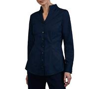 Seidensticker Women's Kelchkragenbluse Langarm Slim Fit Uni Bügelfrei Blouse, Blue (Dark Blue 18), 20