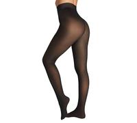 Seidiva Fleece Lined Tights Women for winter, Warm leggings for Women from Wasit to Feet from Wasit to Feet, Fake Translucent Thermal Skin Colored Pantyhose, Black M