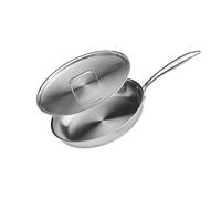 SEIDO 28cm Stainless Steel Frying Pan with lid, Induction Uncoated Non-Toxic Triply Cookware PFOA PFAS| Free Dishwasher & Oven Safe 260°C, New ThermoCore 5ply Base,Large Saute Fry Pan 5Y Warranty18/10
