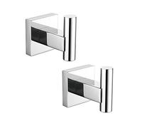 SEIDO Polished Chrome Towel Hooks for Bathrooms, SUS 304 Stainless Steel Wall Mounted Towel Hooks, Heavy Duty Bathroom Hooks for Towels and Coats, Elegant Robe Bath Towel Holder with Square Base-2PCS