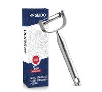 SEIDO Stainless Steel Serrated Peeler, Solid Food Grade 304 Stainless Steel, Perfect for: potatos, Fruits & Vegetables with Ultra Sharp Serrated Blade. 5 Year warrenty